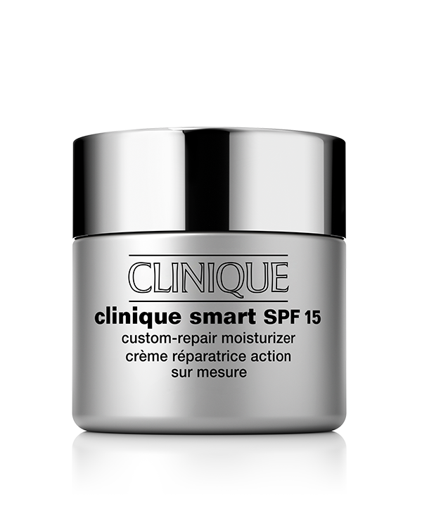 Clinique Smart™ SPF 15 jumbo, De-aging, oil-free formula with Clinique Smart™ hydration technology helps skin attract and retain moisture.